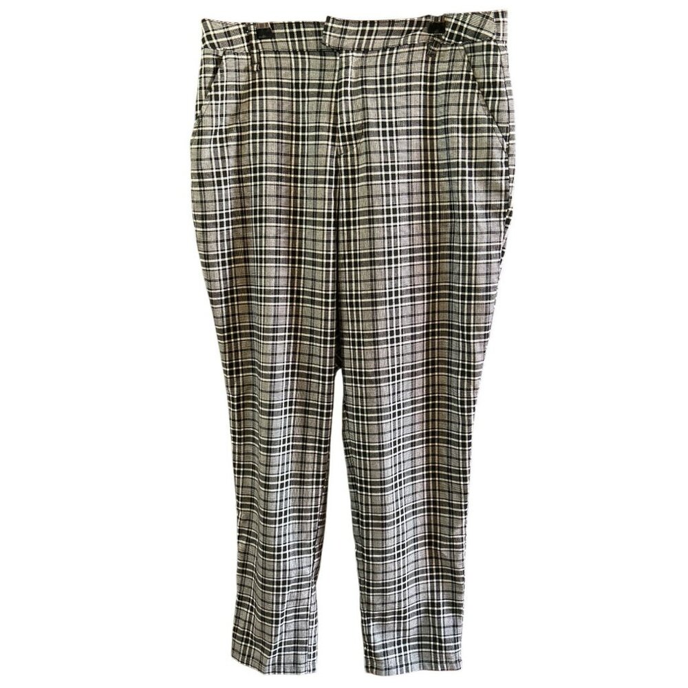 Hot Topic Women's Gray Black Plaid Grunge Pants Size XL Elastic Back Waist Edgy
